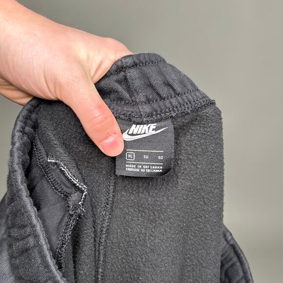 Nike Sweatpants Black Polyester Relaxed Fit White Swoosh - Picture 4 of 4